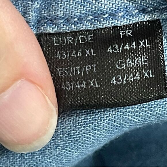 Livergy Men’s Denim Shirt w/ Pearl Snaps Ombré Coloring 100% Cotton Size XL - Picture 4 of 9